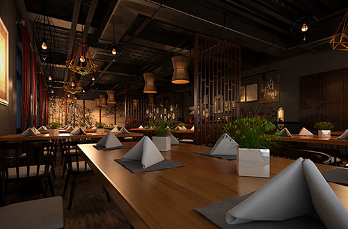 凉山简约大气中式风格餐厅设计装修效果图