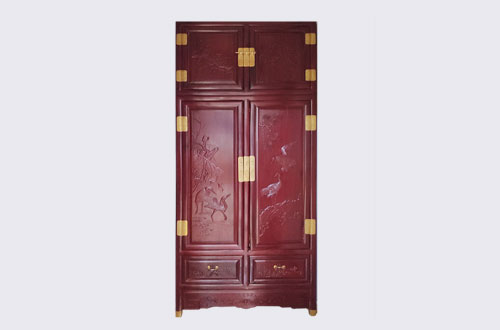 凉山高端中式家居装修深红色纯实木衣柜