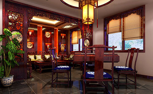 凉山古典中式风格茶楼包间设计装修效果图