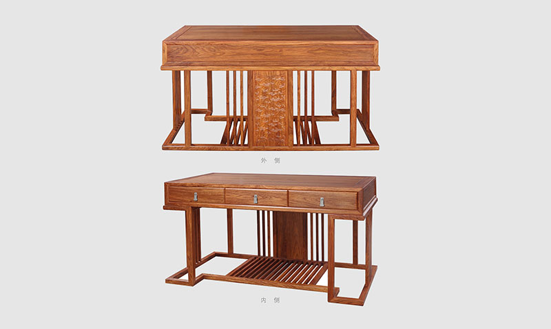 凉山 别墅中式家居书房装修实木书桌效果图